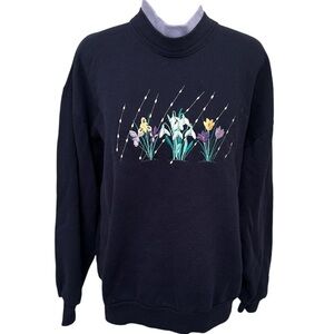 Top Stitch by Morning Sun Women’s Embroidered Floral Sweatshirt 90’s Size Large